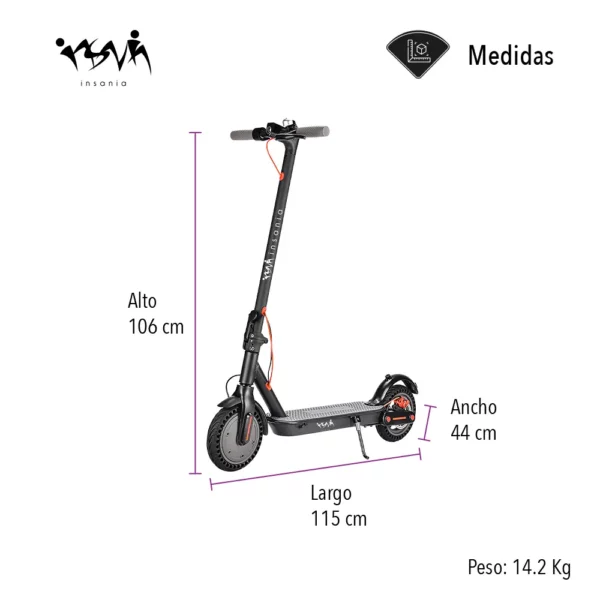 Scooter Electrico Patín Insania 23 Km/h Color Negro - Image 6