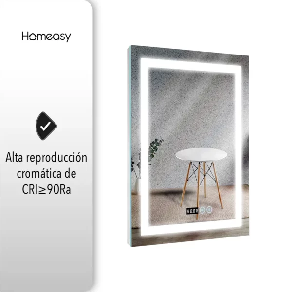 Espejo Rectangular LED Inteligente de 50x70 cm Marco Gris - Image 5