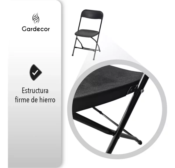 Set De 10 Sillas Plegables Para Eventos Color Negro Gardecor Liso - Image 5