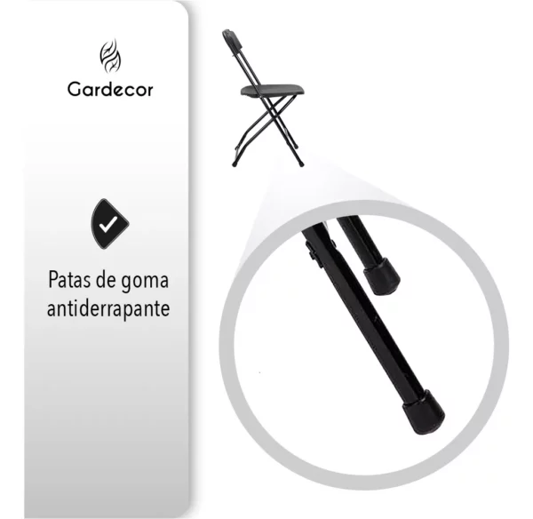 Set De 10 Sillas Plegables Para Eventos Color Negro Gardecor Liso - Image 3