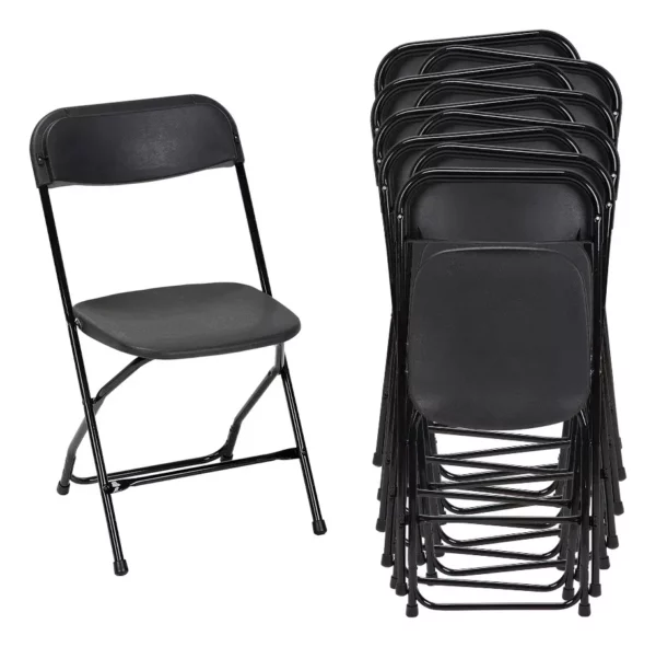 Set De 10 Sillas Plegables Para Eventos Color Negro Gardecor Liso