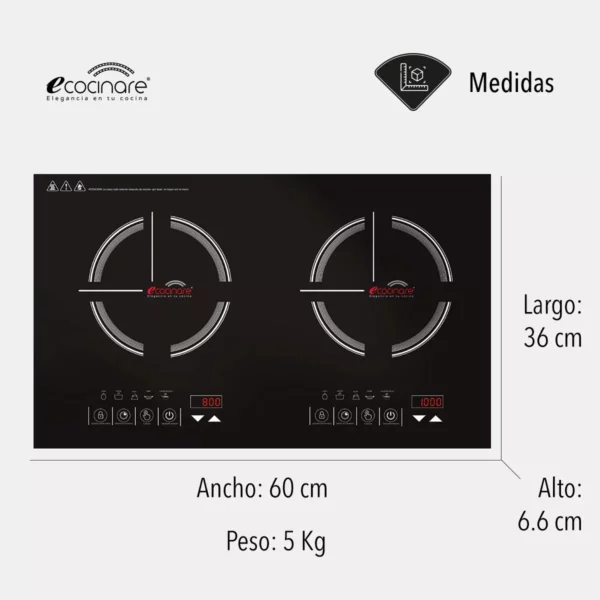 Parrilla de Inducción 2 Quemadores | Ecocinare - Image 2