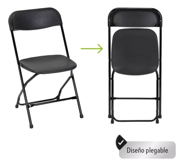 Set De 10 Sillas Plegables Para Eventos Color Negro Gardecor Liso - Image 2