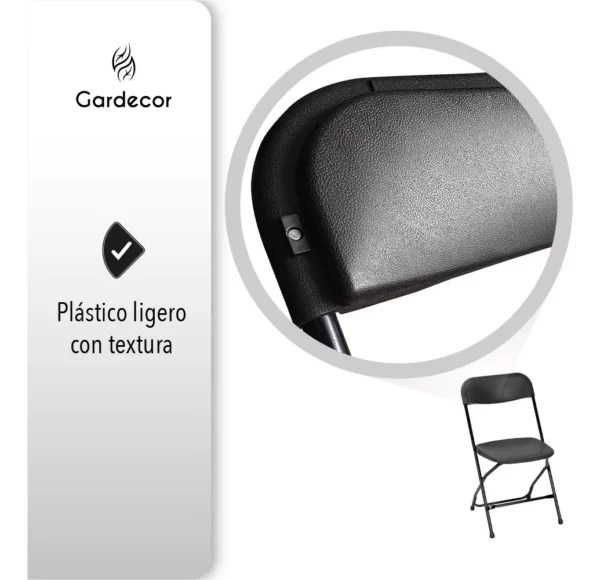Set De 10 Sillas Plegables Para Eventos Color Negro Gardecor Liso - Image 4