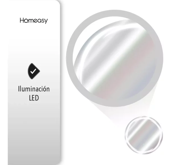 Espejo Redondo Con Luz Led De 60 Cm Marco Plateado - Image 3