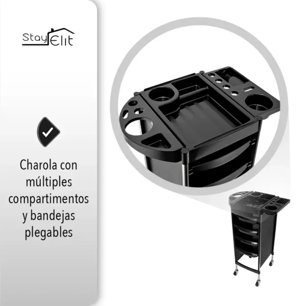 Carrito Auxiliar Multiusos Organizador Color Negro - Image 4